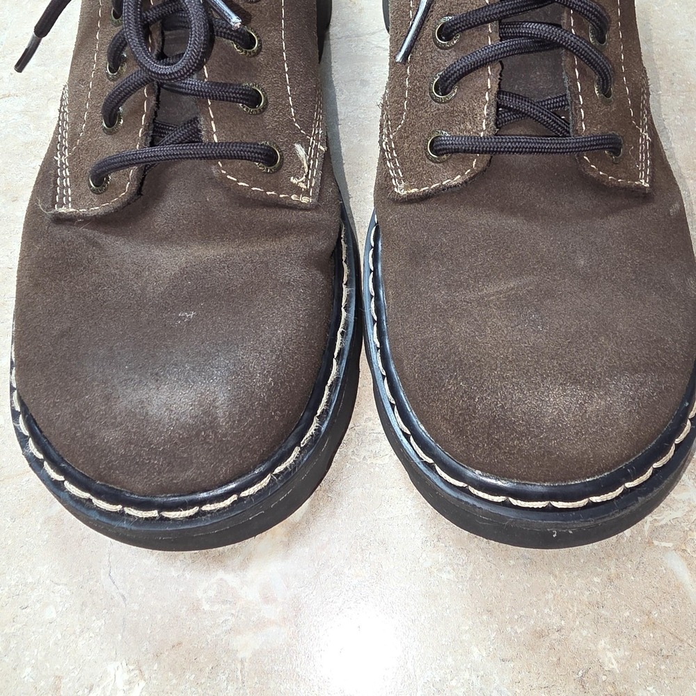 VTG Y2K Skechers Shoes Women 9.5 Brown Leather Jammers Chunky Lug Oxford - Picture 4 of 8